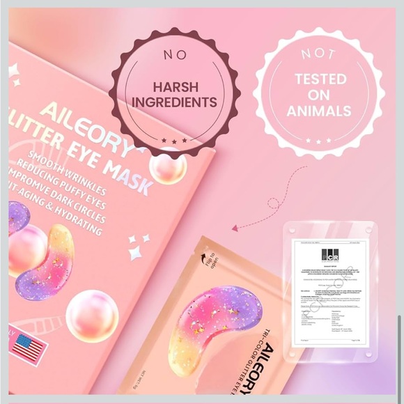 Pink Glitter Eye Mask - Hydrating Under-Eye Patches (12 Pairs) - Picture 7 of 9